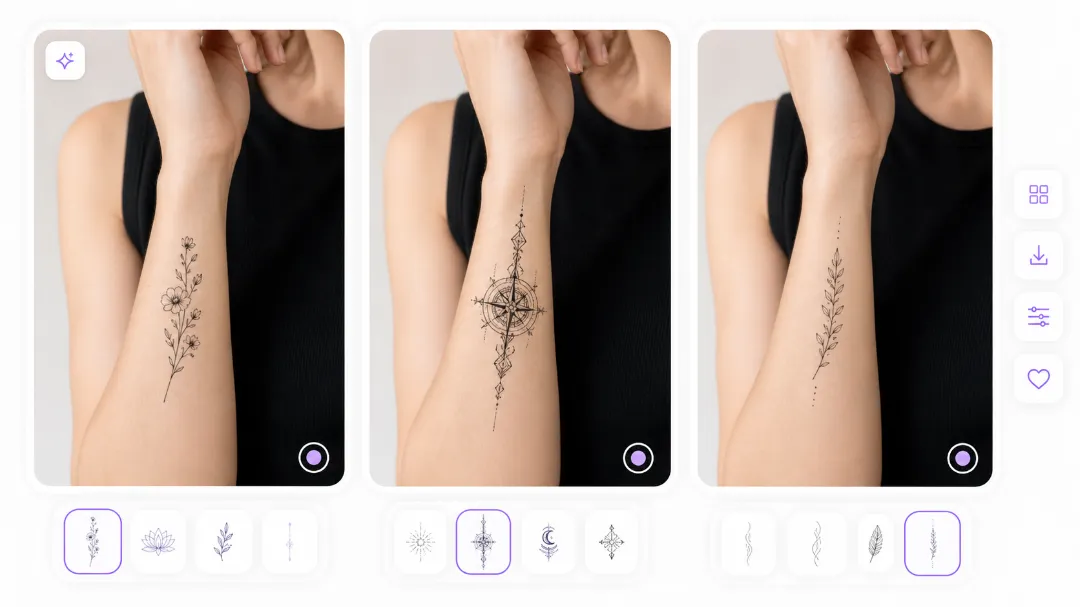 aitat.app Free Virtual Tattoo Simulator – comparing multiple tattoo designs on one photo