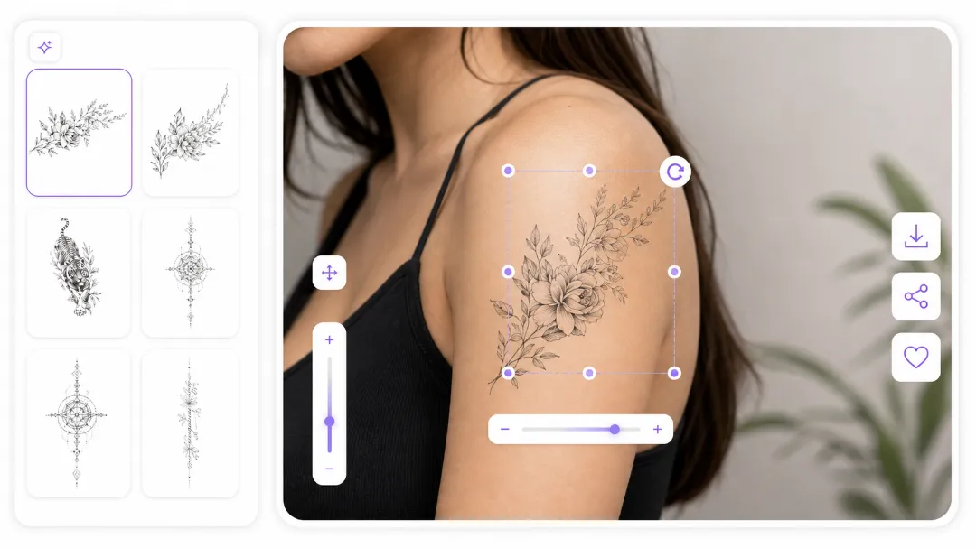 aitat.app Free Virtual Tattoo Simulator – black rose shoulder tattoo preview
