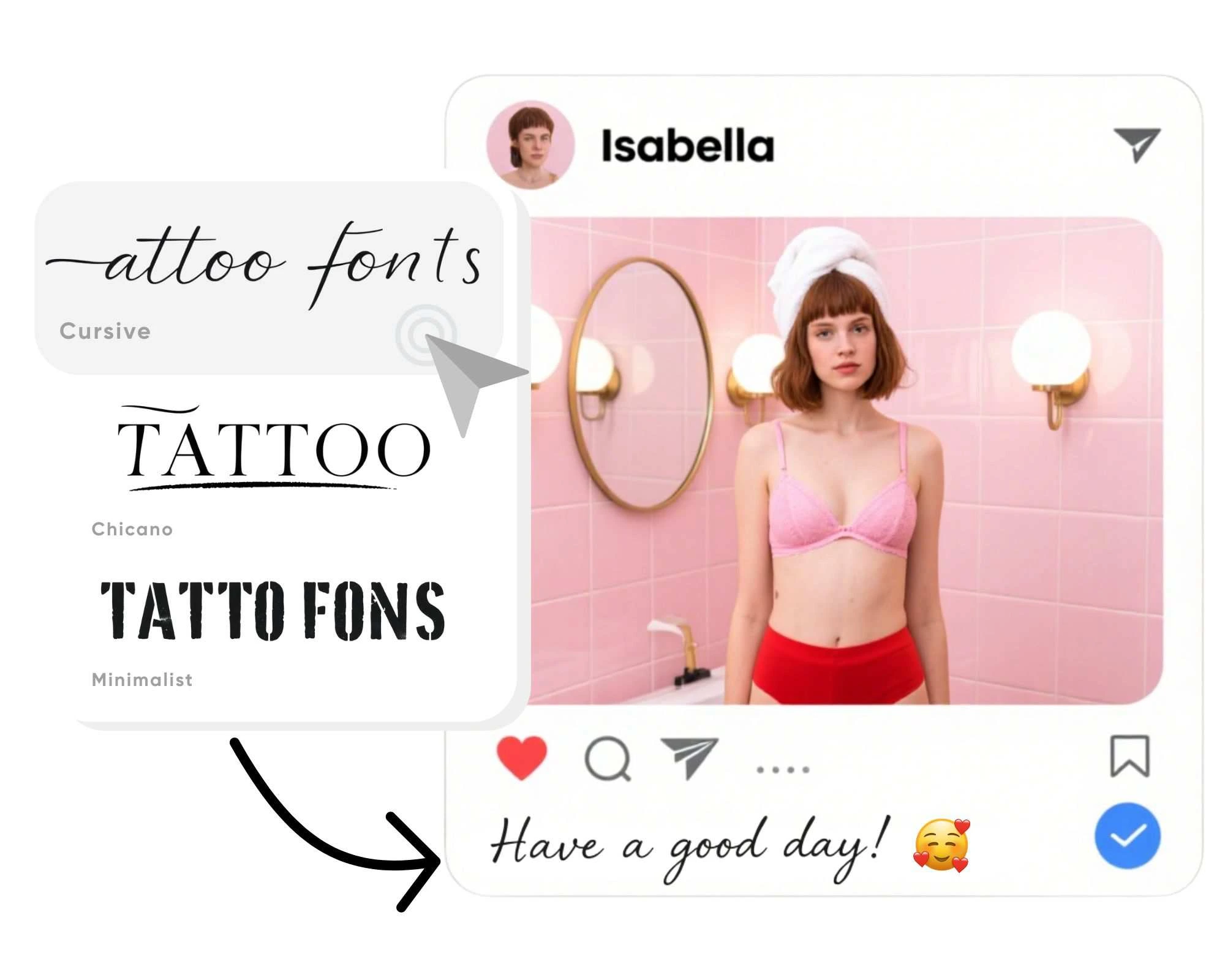 aitat.app Tattoo Font Generator used in Instagram post design.
