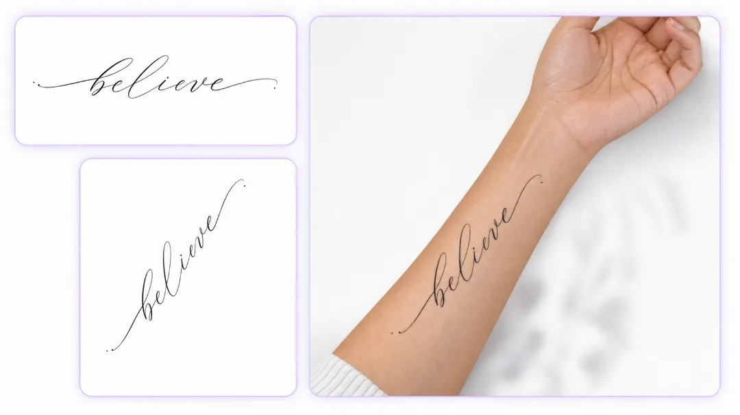 See How Your Tattoo Font Curves and Fits on Real Skin