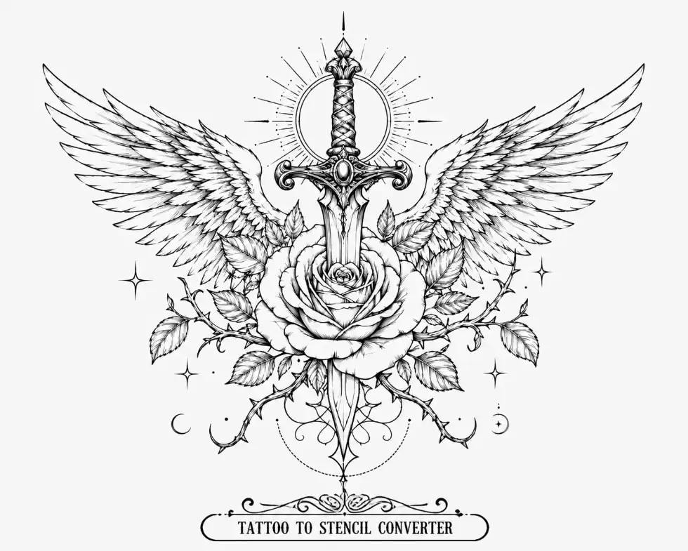 Free tattoo to stencil converter preview with clean linework