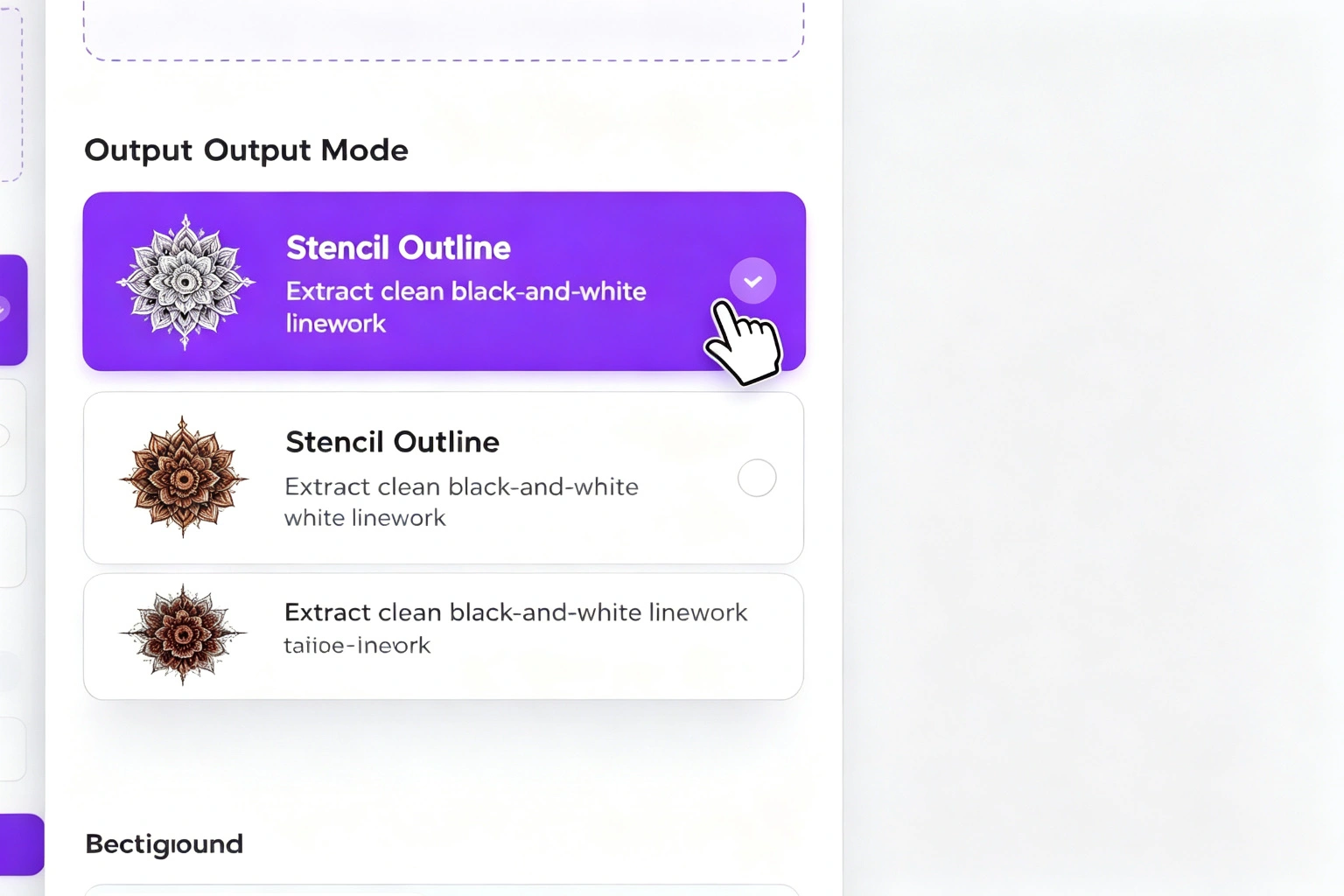 Choosing tattoo stencil process type for AI conversion